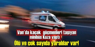 göçmenleri taşıyan minibüs Kaza yaptı