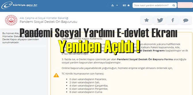 Sosyal Yardımı E-devlet Ekranı