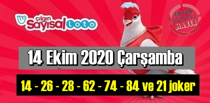 Sayısal Loto çekiliş sonuçları 14 Ekim 2020 Çarşamba