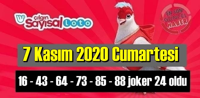7 Kasım 2020 Cumartesi Sayısal Loto çekilişi gerçekleşti.