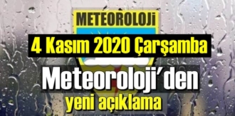 4 Kasım 2020 Çarşamba için yurt genelinde hava durumunu derledik