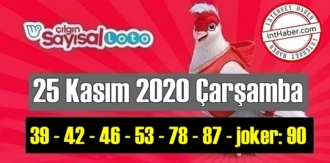 Sayısal Loto çekiliş sonuçları 25 Kasım 2020 Çarşamba belli oldu! 39 - 42 - 46 - 53 - 78 - 87 - joker: 90 oldu