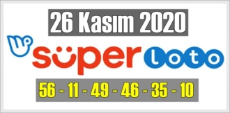 26 kasım perşembe 2020/ Süper loto sonuçları: 56 - 11 - 49 - 46 - 35 - 10