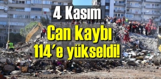 Bugün 4 kasım İzmir'de an itibaren depreminde Can kaybı 114