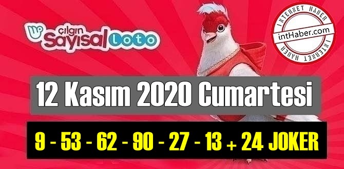 Sayısal Loto çekiliş sonuçları 12 Kasım 2020 Cumartesi belli oldu! 9 - 53 - 62 - 90 - 27 - 13 + 24 JOKER oldu