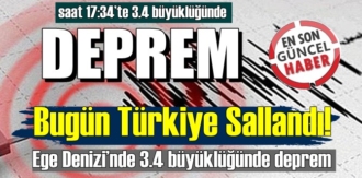 Bugün Türkiye Sallandı! İzmir’in Urla ilçesi açıklarında 3.4 büyüklüğünde bir deprem