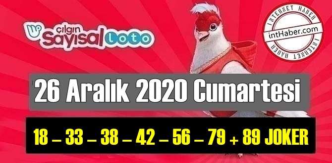 Sayısal Loto çekiliş sonuçları 26 Aralık 2020 Cumartesi belli oldu! 18 – 33 – 38 – 42 – 56 – 79 + 89 JOKER oldu