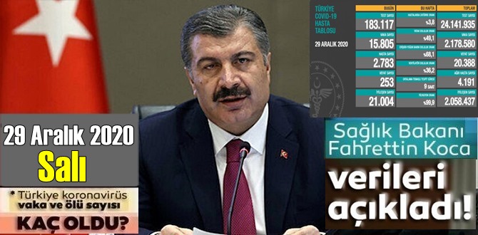 Sıkıntı devam ediyor! 29 Aralık 2020 Salı / Türkiye Koronavirüs veri tablosu açıklandı