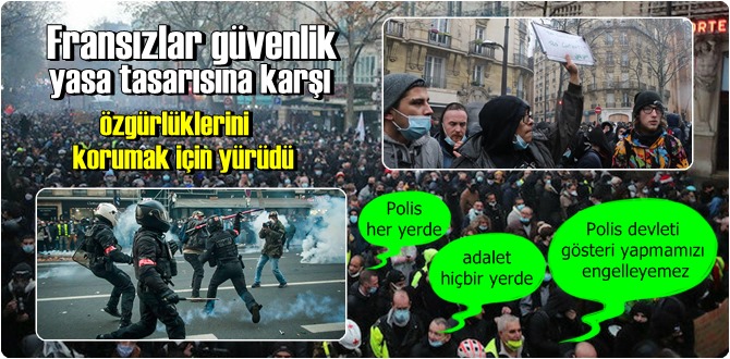 Fransa'da tartışmalı yasa tasarısına karşı protestolar düzenledi!