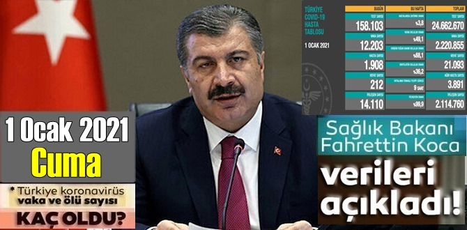 1 Ocak 2021 Cuma/ Türkiye Koronavirüs veri tablosu açıklandı