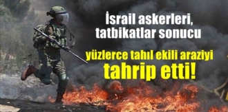 İsrail askerleri, tatbikatlar sonucu yüzlerce tahıl ekili araziyi tahrip etti!