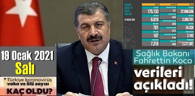 19 Ocak 2021 Salı/ Türkiye Koronavirüs veri tablosu açıklandı, 167 can kaybı!