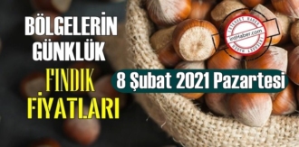 8 Şubat 2021 Pazartesi Türkiye günlük Fındık fiyatları