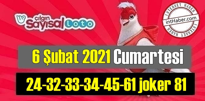 Sayısal Loto çekiliş sonuçları 6 Şubat 2021 belli oldu! 24-32-33-34-45-61 joker 81 oldu