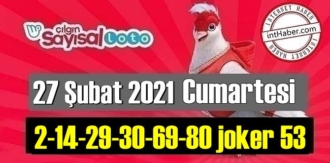 Sayısal Loto çekiliş sonuçları 27 Şubat 2021 belli oldu! 2-14-29-30-69-80 joker 53 oldu