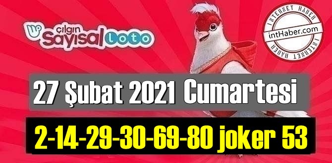 Sayısal Loto çekiliş sonuçları 27 Şubat 2021 belli oldu! 2-14-29-30-69-80 joker 53 oldu