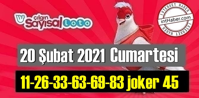 Sayısal Loto çekiliş sonuçları 20 Şubat 2021 belli oldu! 11-26-33-63-69-83 joker 45 oldu