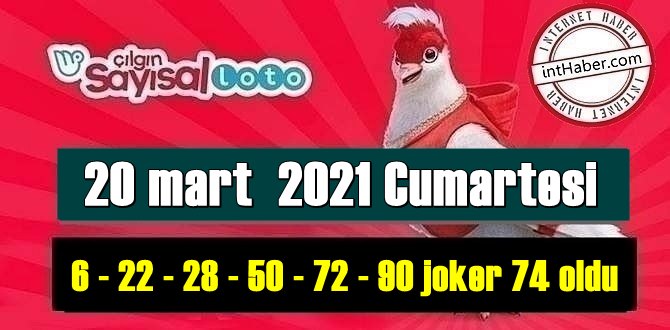 Sayısal Loto çekiliş sonuçları 20 mart 2021 belli oldu! 8 – 12 – 20 – 31 – 45 – 87 joker 62 oldu