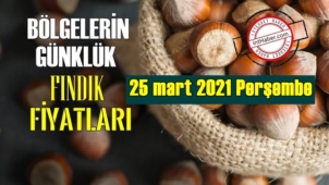 25 mart 2021 Perşembe Türkiye günlük Fındık fiyatları, Fındık bugüne nasıl başladı