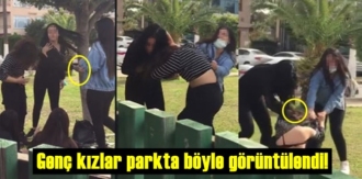Bir grup Genç kız parkta Kavga ederken görüntülendi!