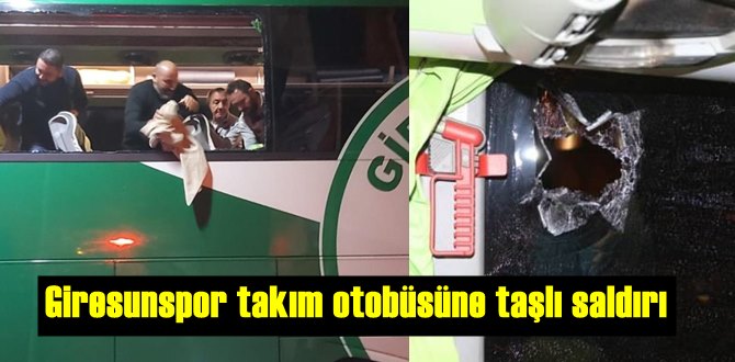 GZT Giresunspor takım otobüsü Yolda Çarşamba ilçesinde taşlandı