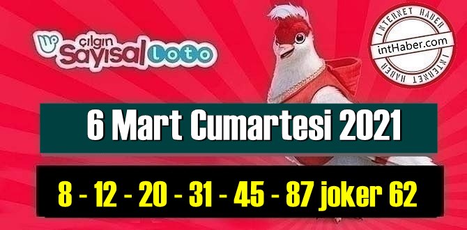 Sayısal Loto çekiliş sonuçları 6 mart 2021 belli oldu! 8 - 12 - 20 - 31 - 45 - 87 joker 62 oldu