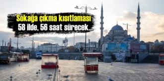 58 ilde kısıtlama bugün Cuma saat 21.00'de başlayıp pazartesi saat 05.00'te sona erecek