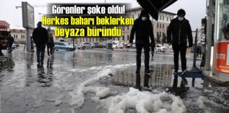 Hava, Sivas'ta Nisan 1 Şakası yaptı! sokaklar beyaza büründü!