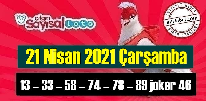 Sayısal Loto çekiliş sonuçları 21 Nisan 2021 belli oldu! 13 – 33 – 58 – 74 – 78 – 89 joker 46 oldu