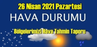 26 Nisan 2021 Pazartesi Hava durumu açıklandı