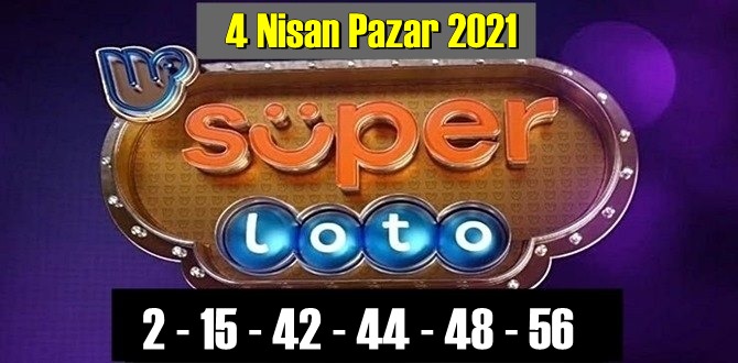 4 Nisan Pazar 2021/ Süper loto sonuçları: 2 - 15 - 42 - 44 - 48 - 56