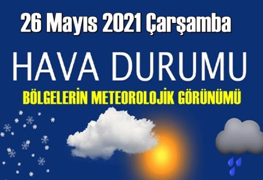 26 Mayıs 2021 Çarşamba Hava durumu açıklandı