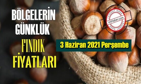 3 Haziran 2021 Perşembe Türkiye günlük Fındık fiyatları