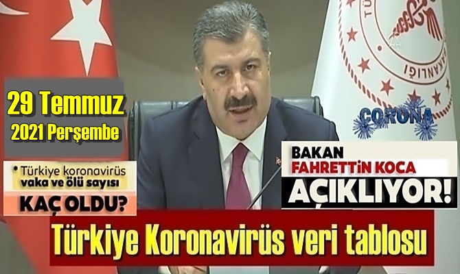 29 Temmuz 2021 Perşembe Bakanlık bugünün Koronavirüs tablosunu açıkladı 60 kişi hayatını kaybetti