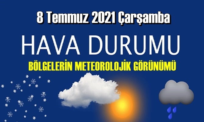 Bölgelerimizin 8 Temmuz 2021 Hava tahmin Raporu paylaşıldı