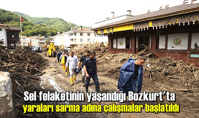 Sel felaketinin yaşandığı Bozkurt'ta yaraları sarma adına çalışmalar başlatıldı