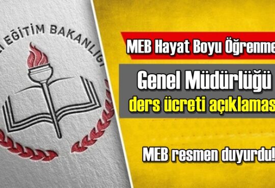 MEB Hayat Boyu Öğrenme Genel Müdürlüğü ders ücreti açıklaması..