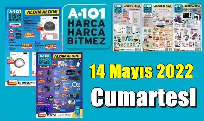 A101 14 Mayıs 2022 Cumartesi tarihli Aktüel Ürünler Kataloğu ile MAYIS ayı haftalık kampanyalarına hız kesmeden devam ediyor. A101 Haftanın Önerileri etiketi ile hazırladığı ve büyük indirimler ve kampanyalarla CUMARTESİ Gününden itibaren sizlerin tercihine sunacak