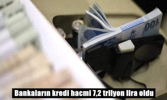 Bankaların kredi hacmi 7,2 trilyon lira oldu