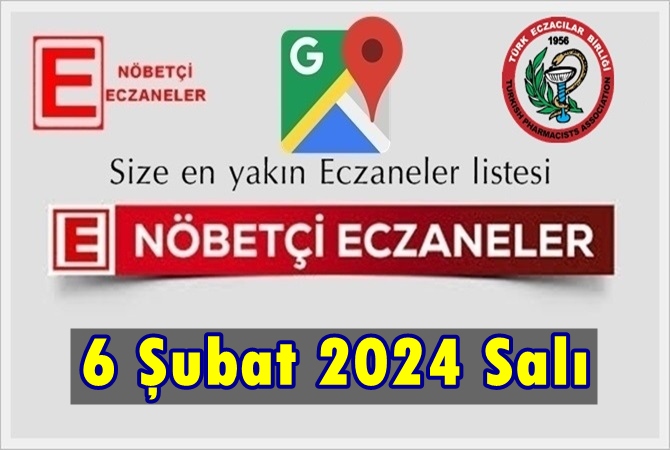 Bugün ve  6 Şubat 2024 Salı , Türkiye Genelindeki size en yakın Nöbetçi Eczaneler Listesini Sayfamızda Bulabilirsiniz